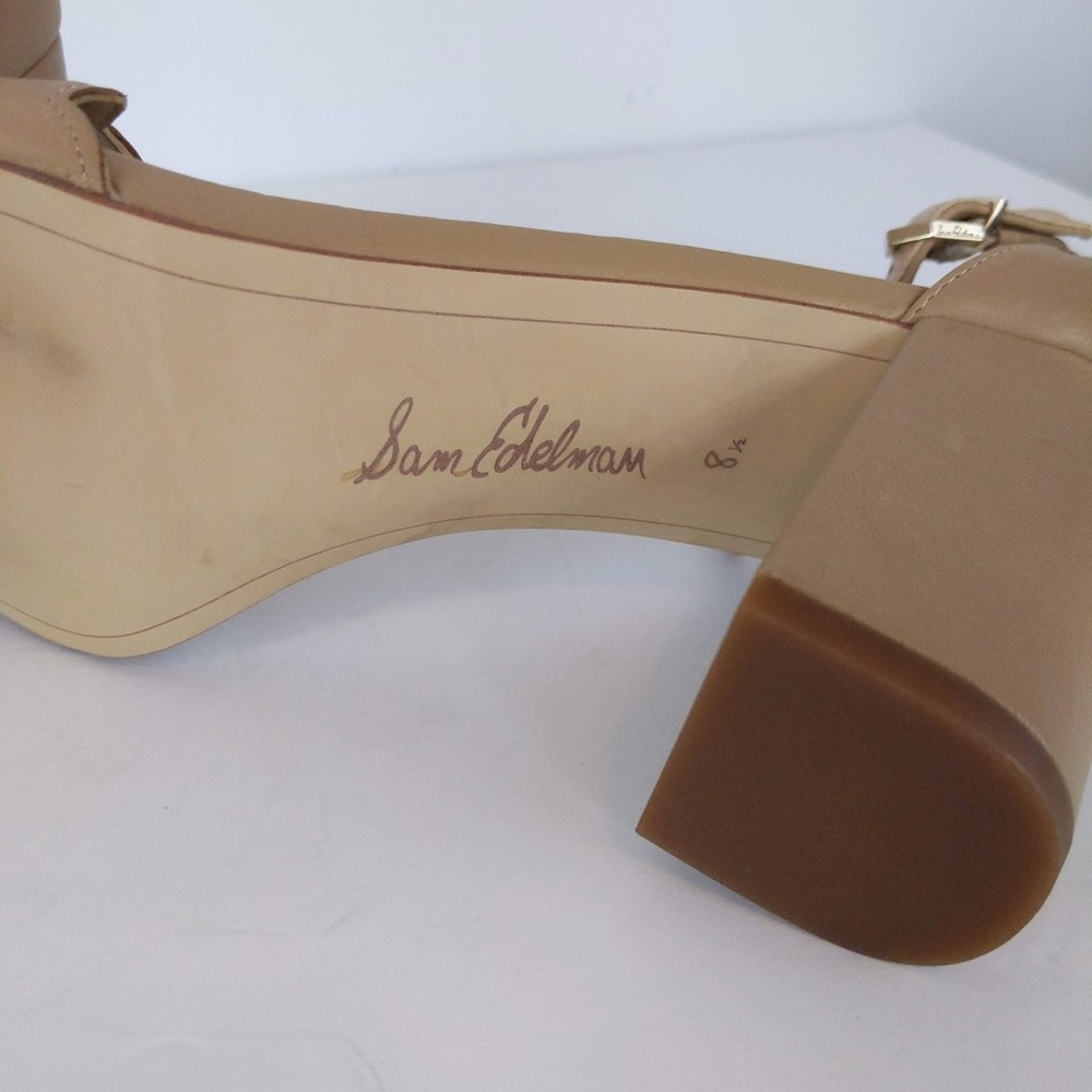 Sam Edelman Beige Leather Open Toe Heels - Picture 10 of 13